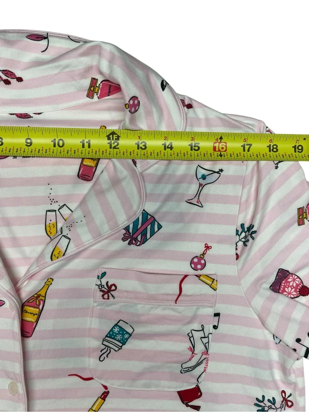 Kate Spade Holiday Cheer Pink Striped Button Front Pajama Top Size Medium NWT